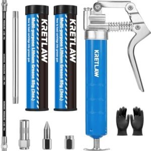KRETLAW Mini Grease Gun (3000PSI) with Double 3oz Cartridge Grease and 12''